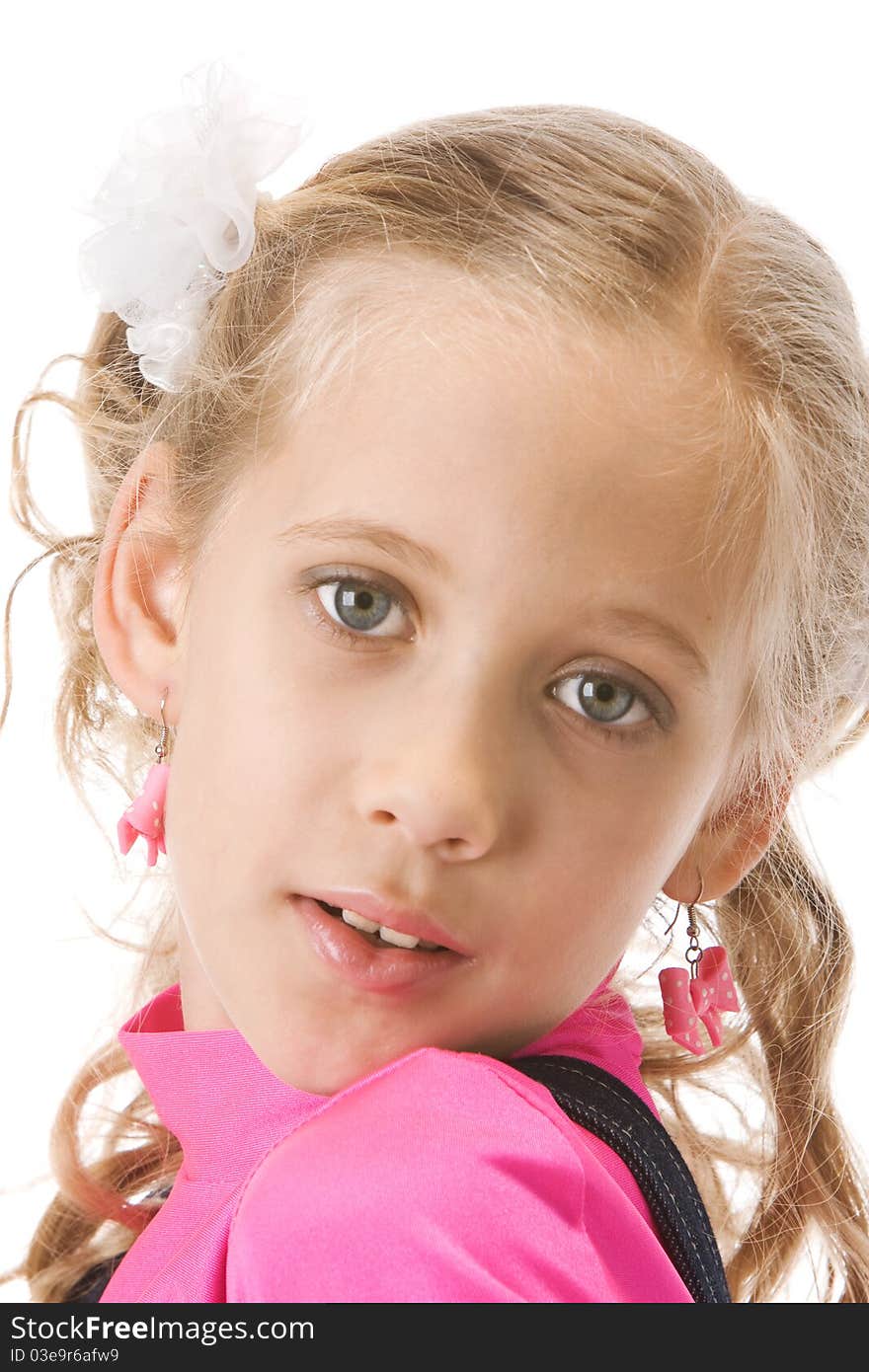 Young beautiful girl posing in studio over white background. Young beautiful girl posing in studio over white background