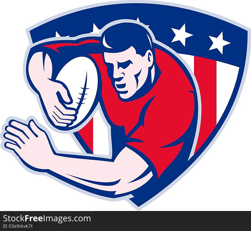 American Rugby Player Fending Shield