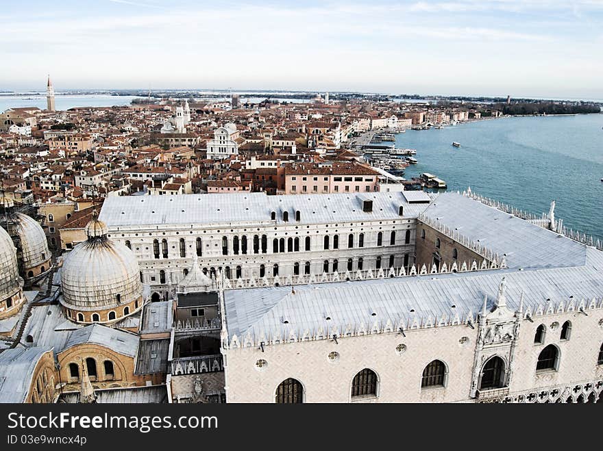 View of Venice from St Mark's Campanile. View of Venice from St Mark's Campanile