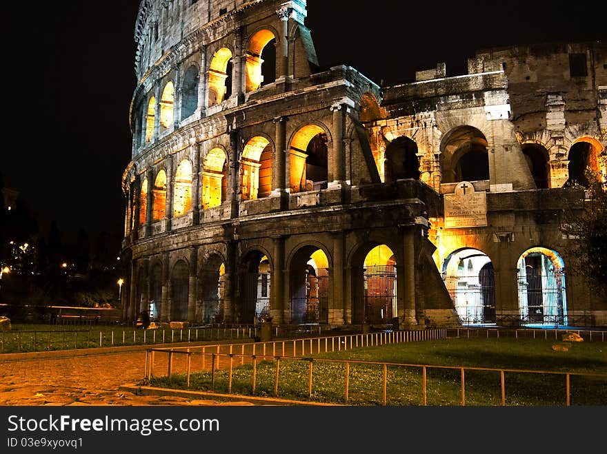 Rome Coliseum By Night