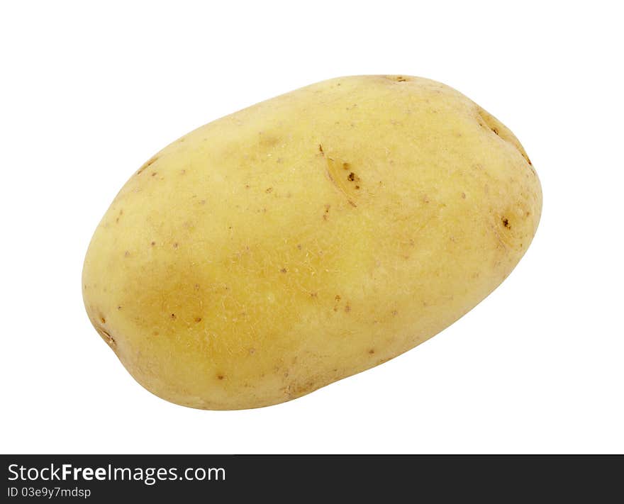 Fresh potatoes on a white background