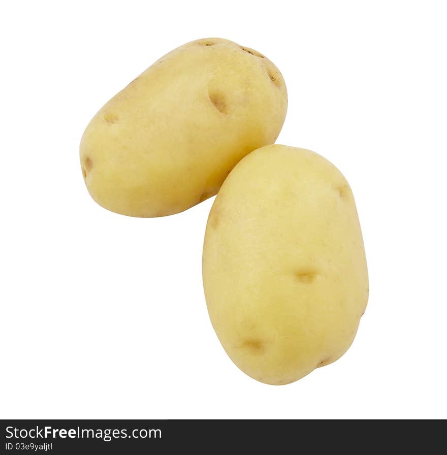 Fresh potatoes on a white background