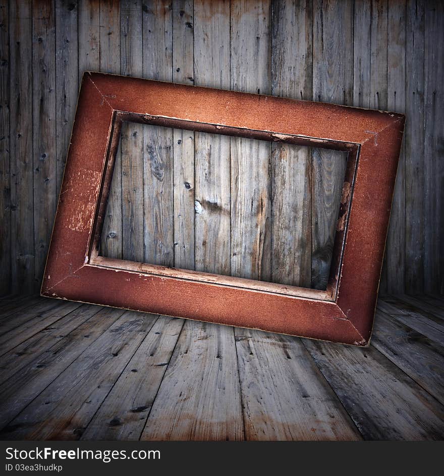 Rusty vintage wooden interior with artistic shadows added