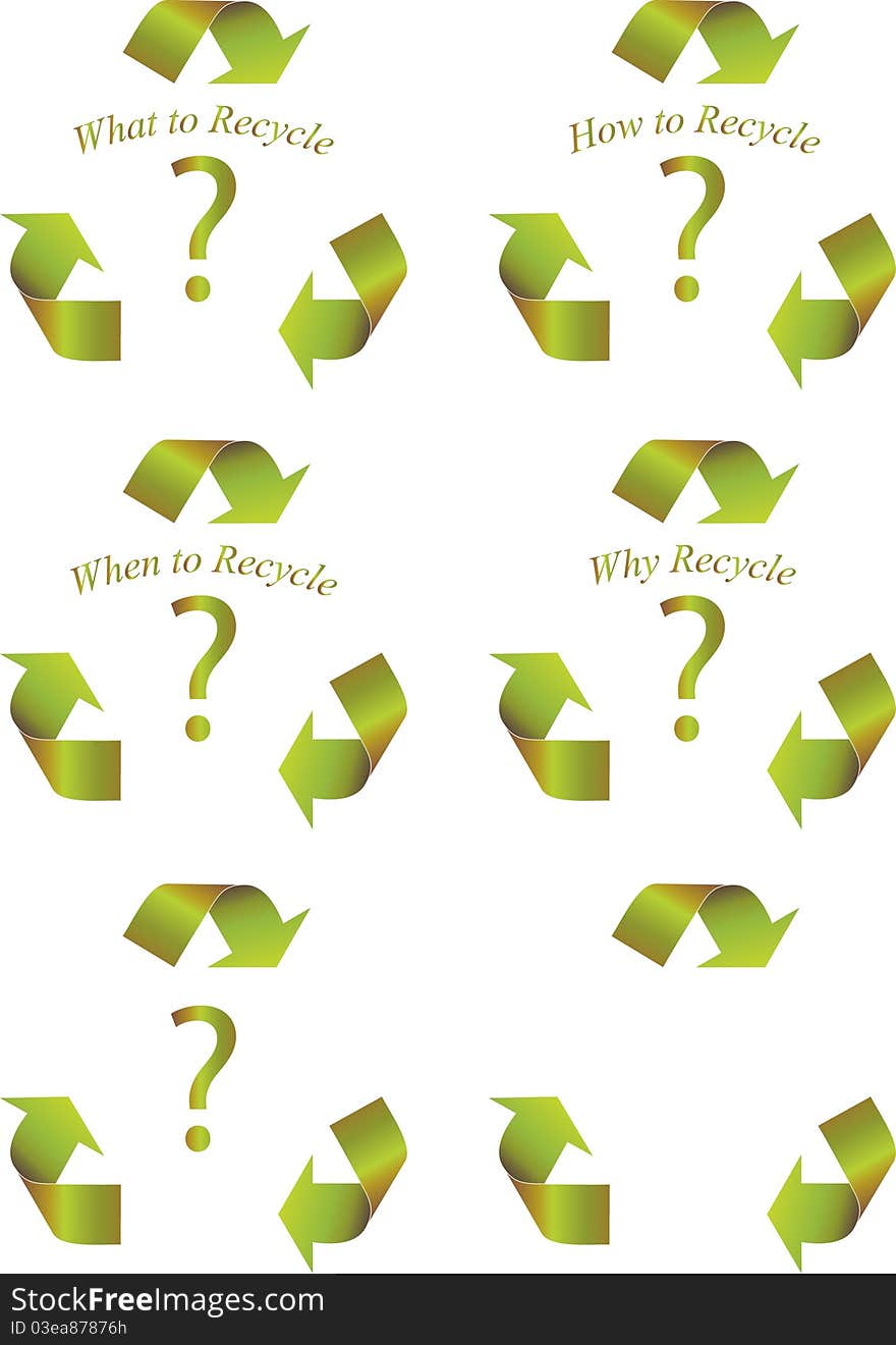 Six sets of recycling arrows for design elements