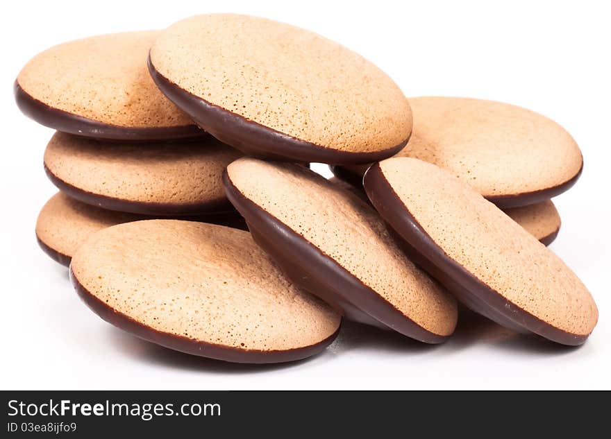 Lot of biscuits on white background