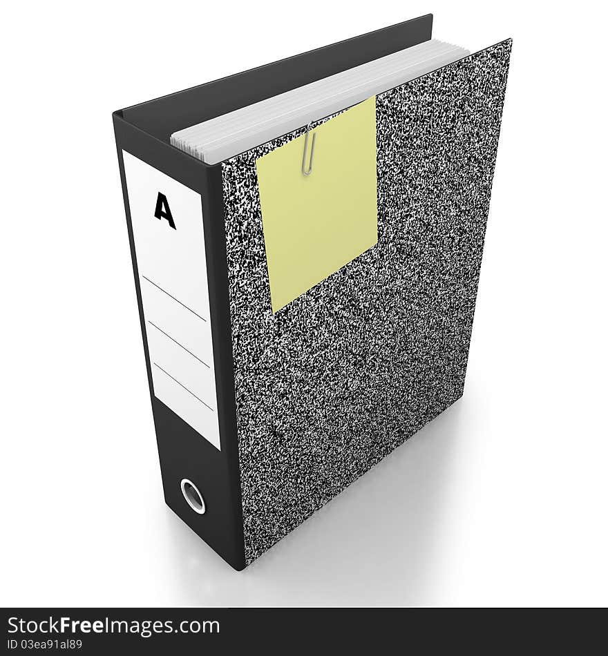 Office folder with clip and postit note