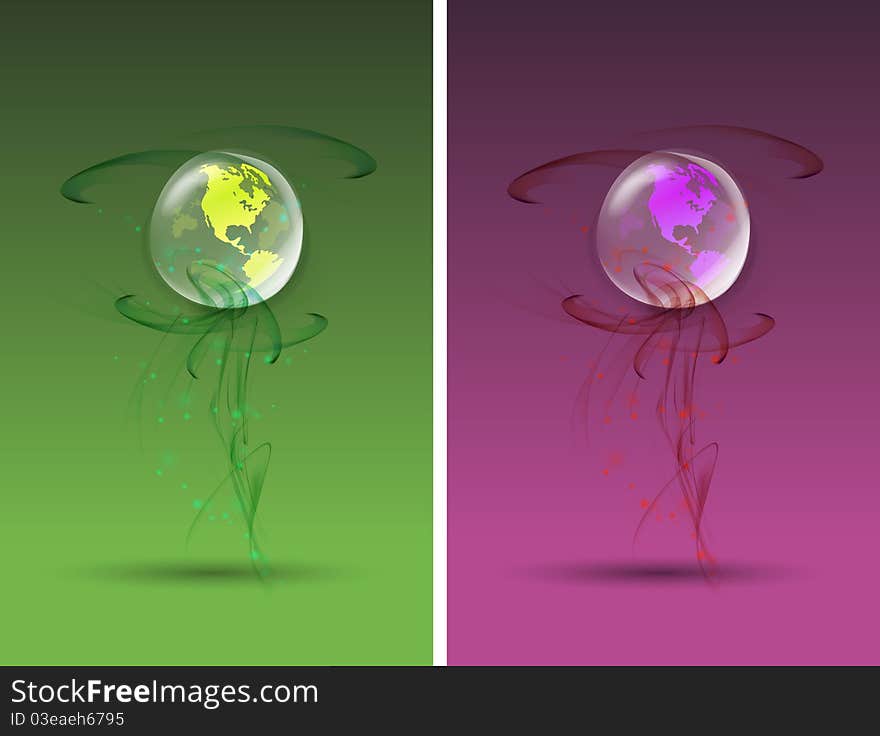 Abstract art background with globe