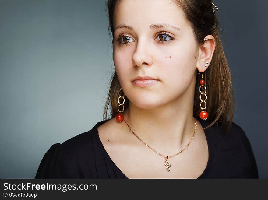 Elegant beautiful woman wearing jewelry