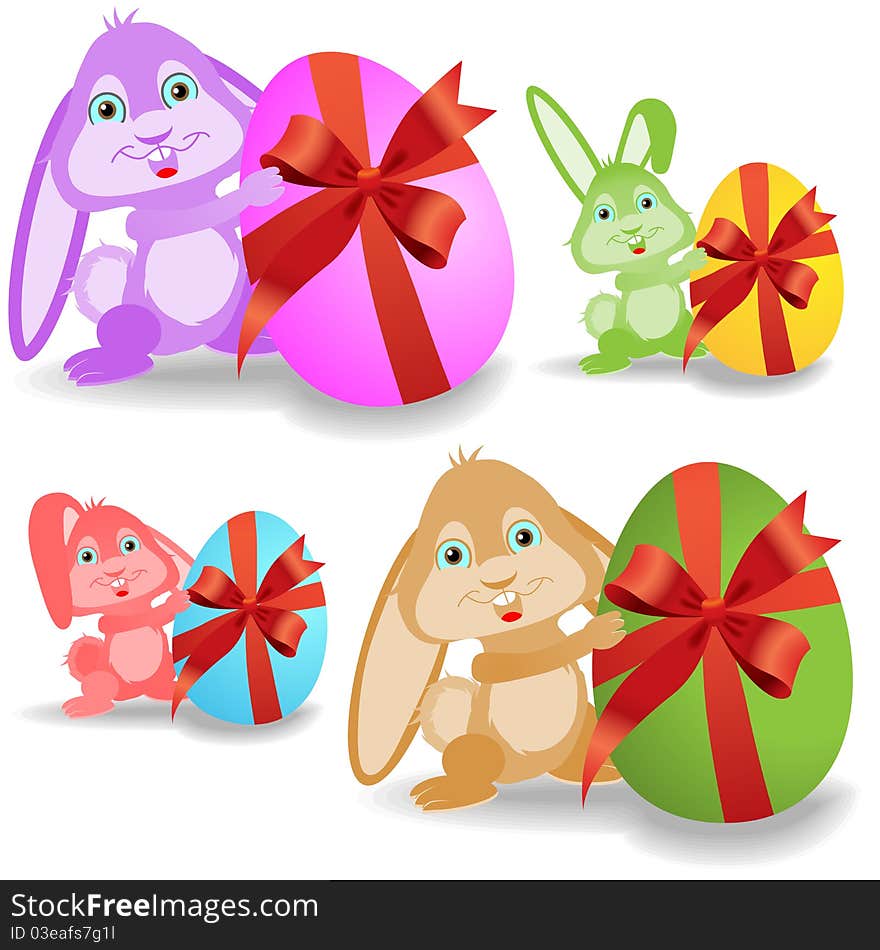 Set of easter bunnies