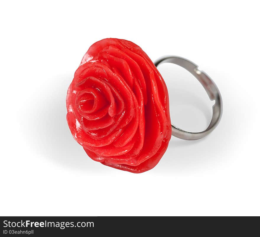 Ring of red roses. The product of the plastic clay