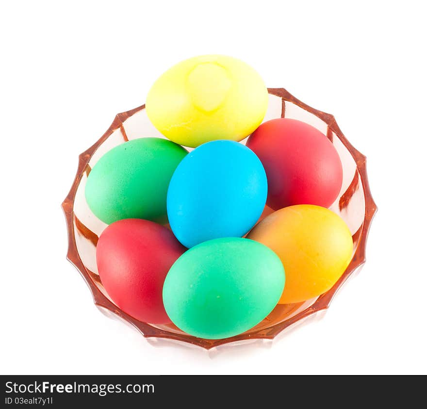 Many different color eggs over white background. Many different color eggs over white background