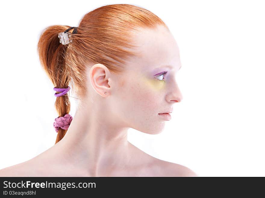 Beautiful profile of red-haired woman