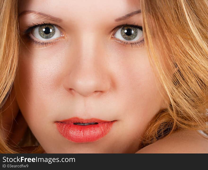 Closeup portrait of young pretty woman. Closeup portrait of young pretty woman