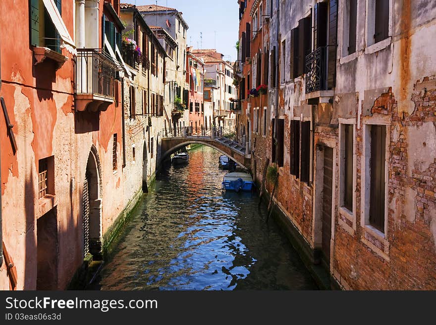 Old Venetian streets. Venice summer.