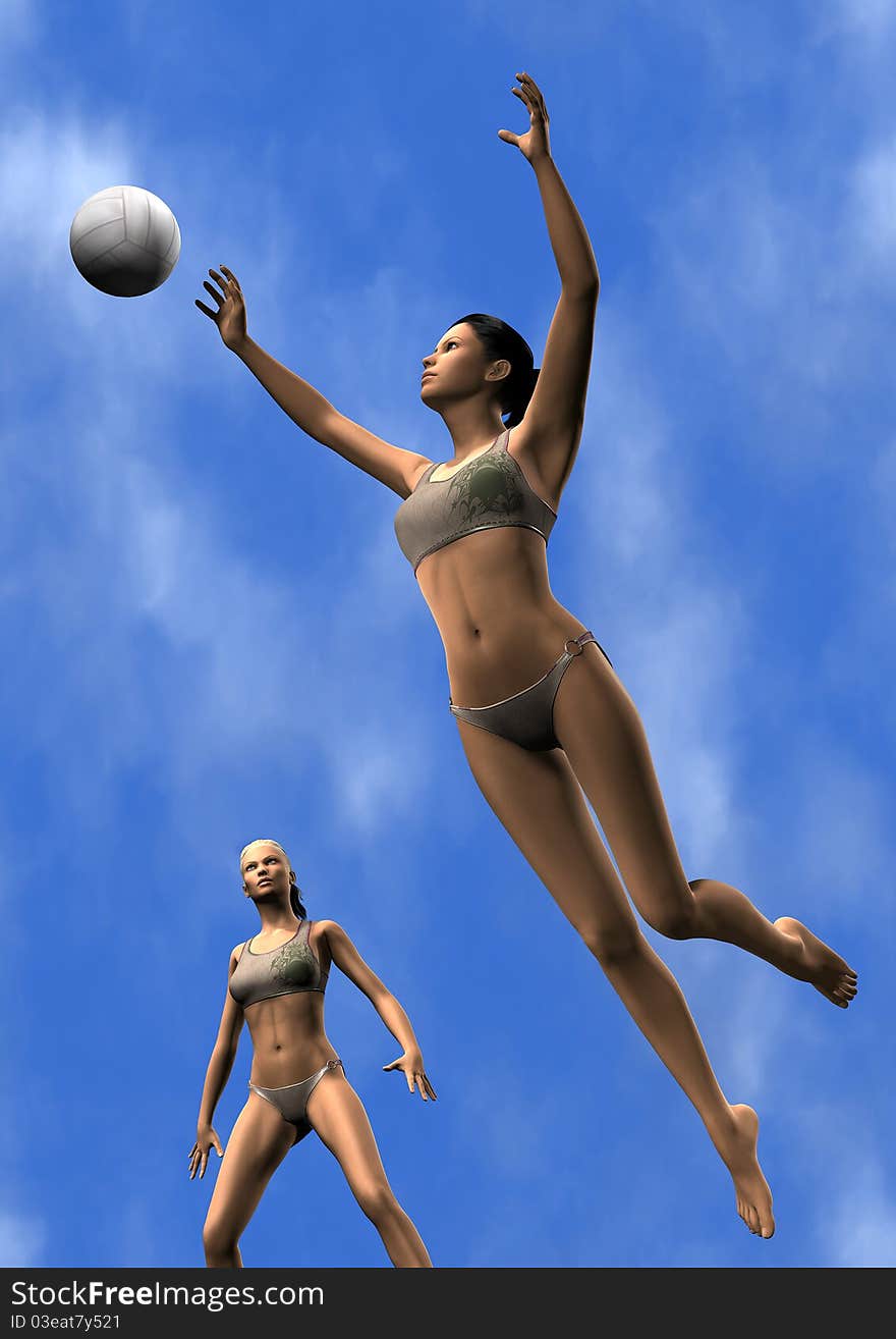 Women playing volley ball