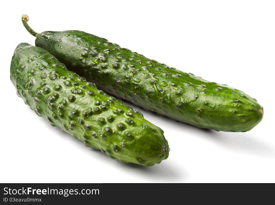 Cucumbers on a white background