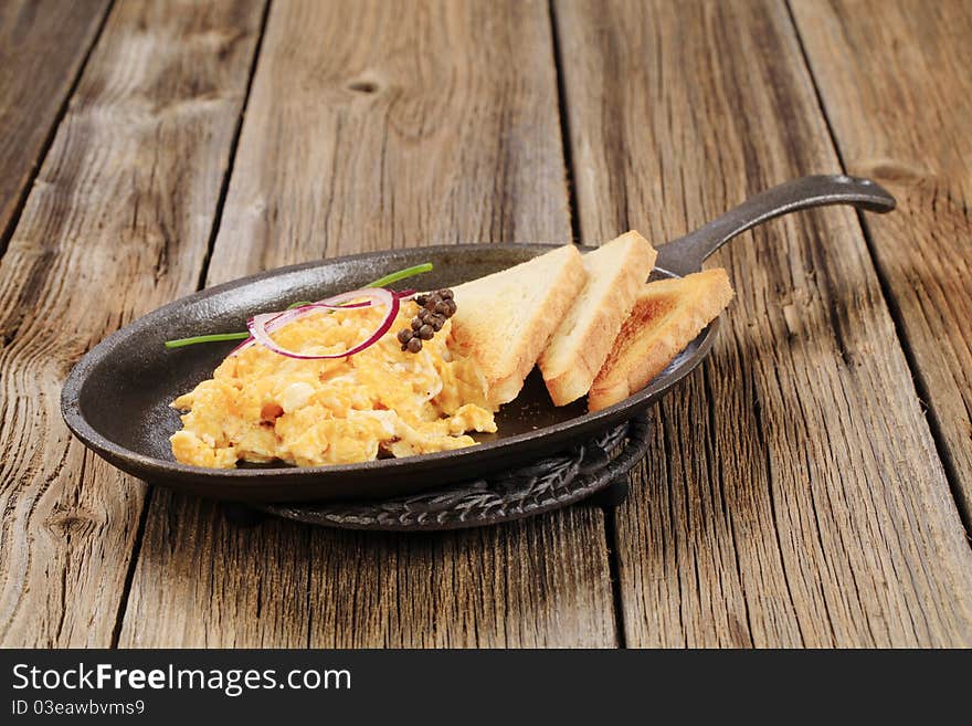 Breakfast  - Scrambled eggs and toasted bread