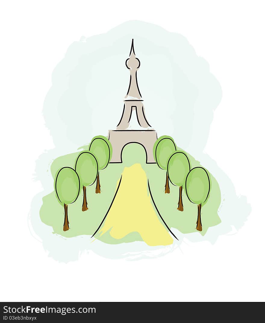 Eiffel tower. Hand drawn illustration