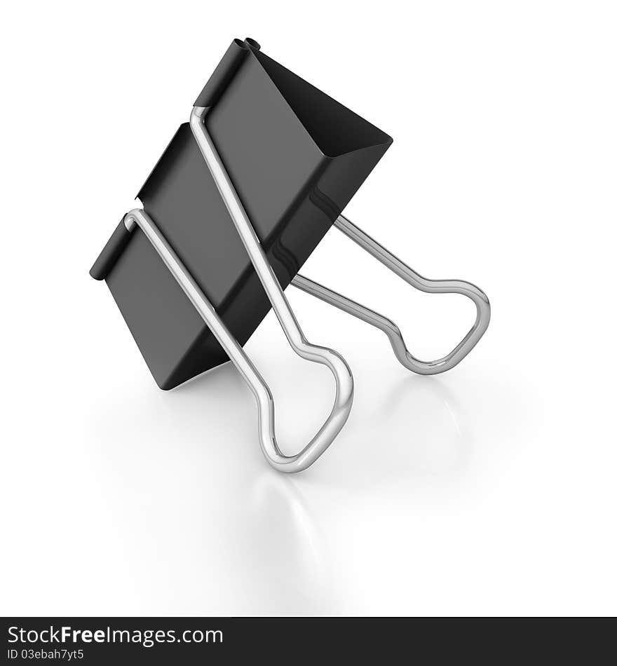 Inclinded Bulldog Clip On White Background