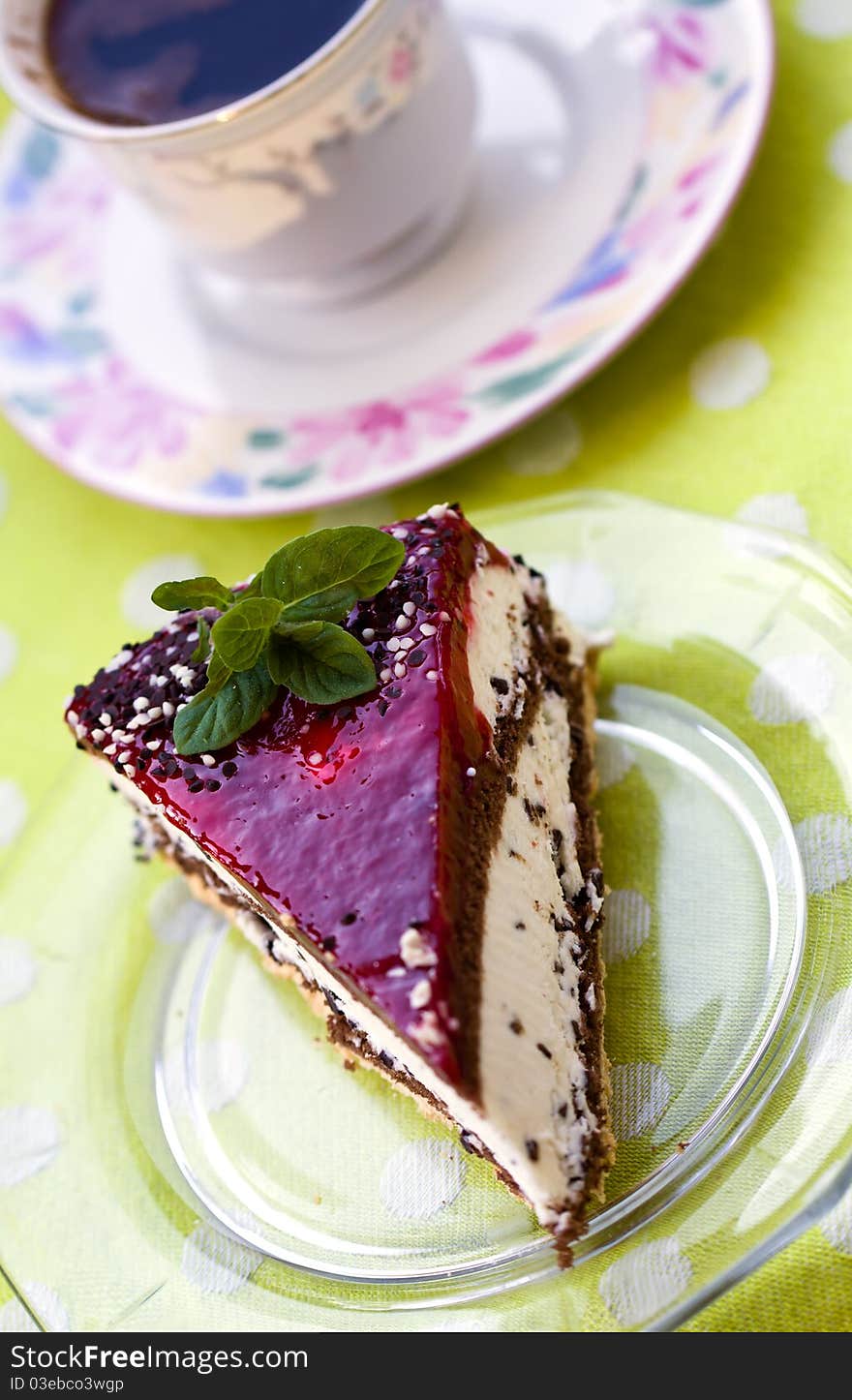 Cherry Cream Tart With Coffee