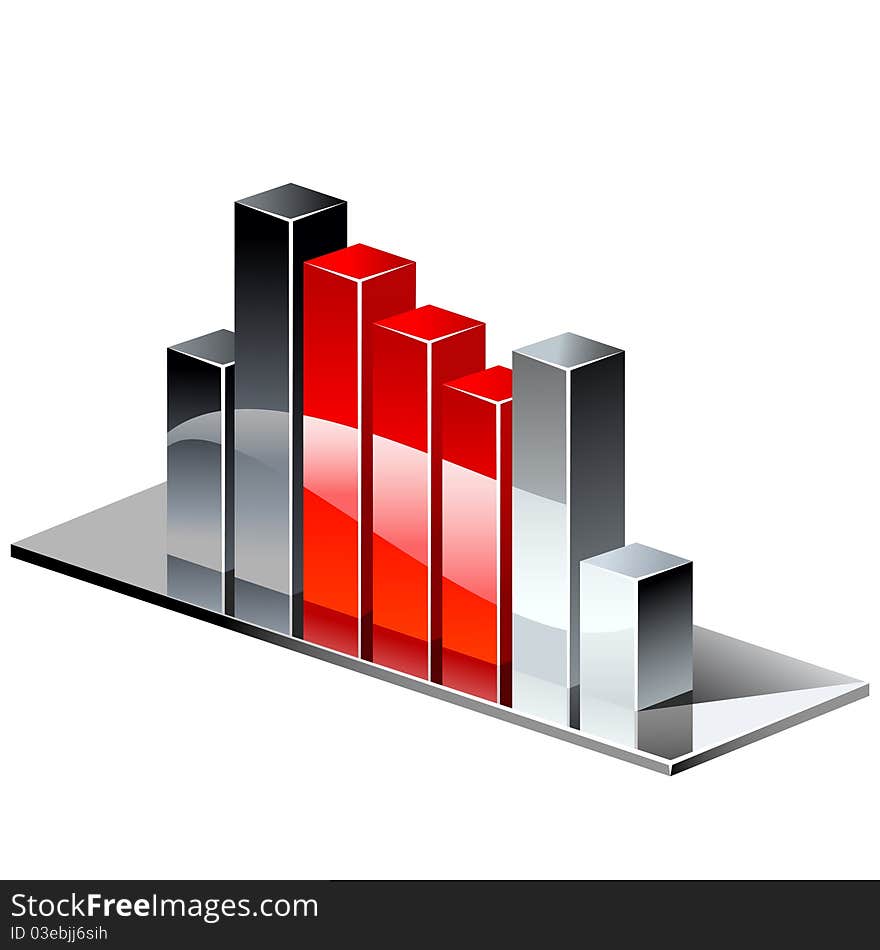 Chrome red graph. use for finance, business etc.