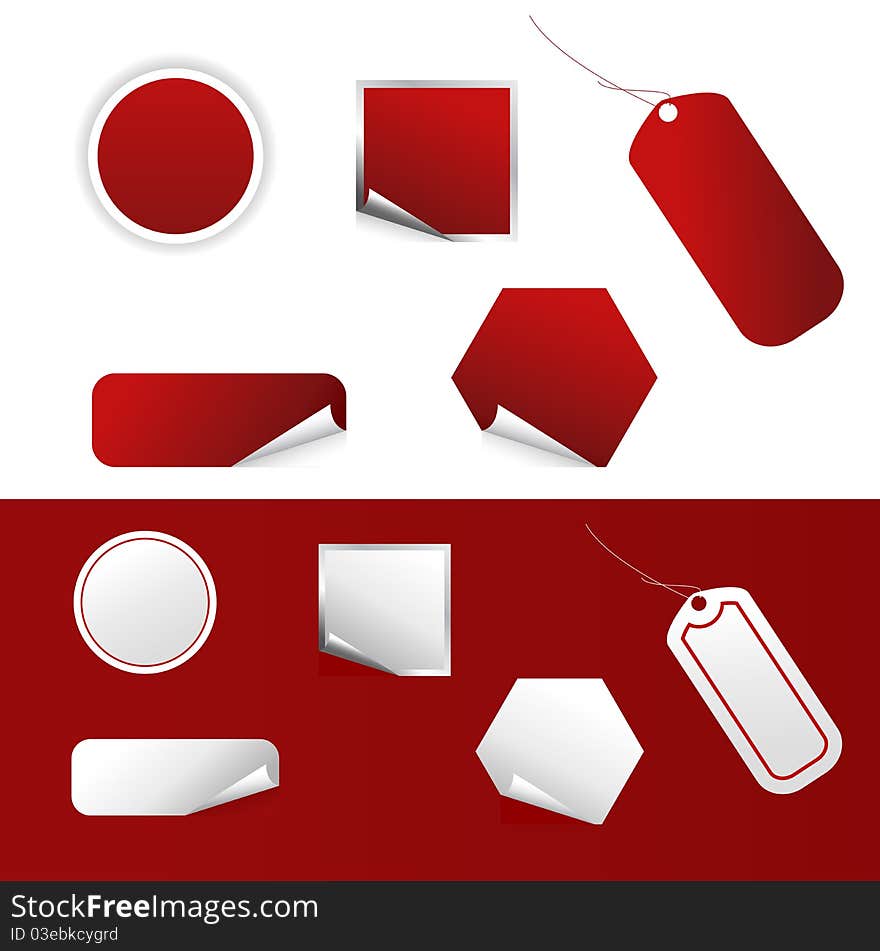 Set of realistic price tags. red and white.