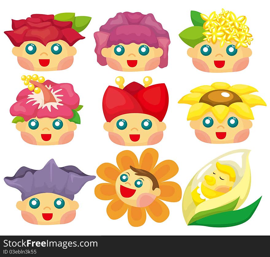 Cartoon flower face icon, drawing