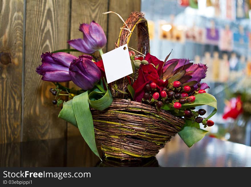 Bunch of flowers on sale in florist's shop