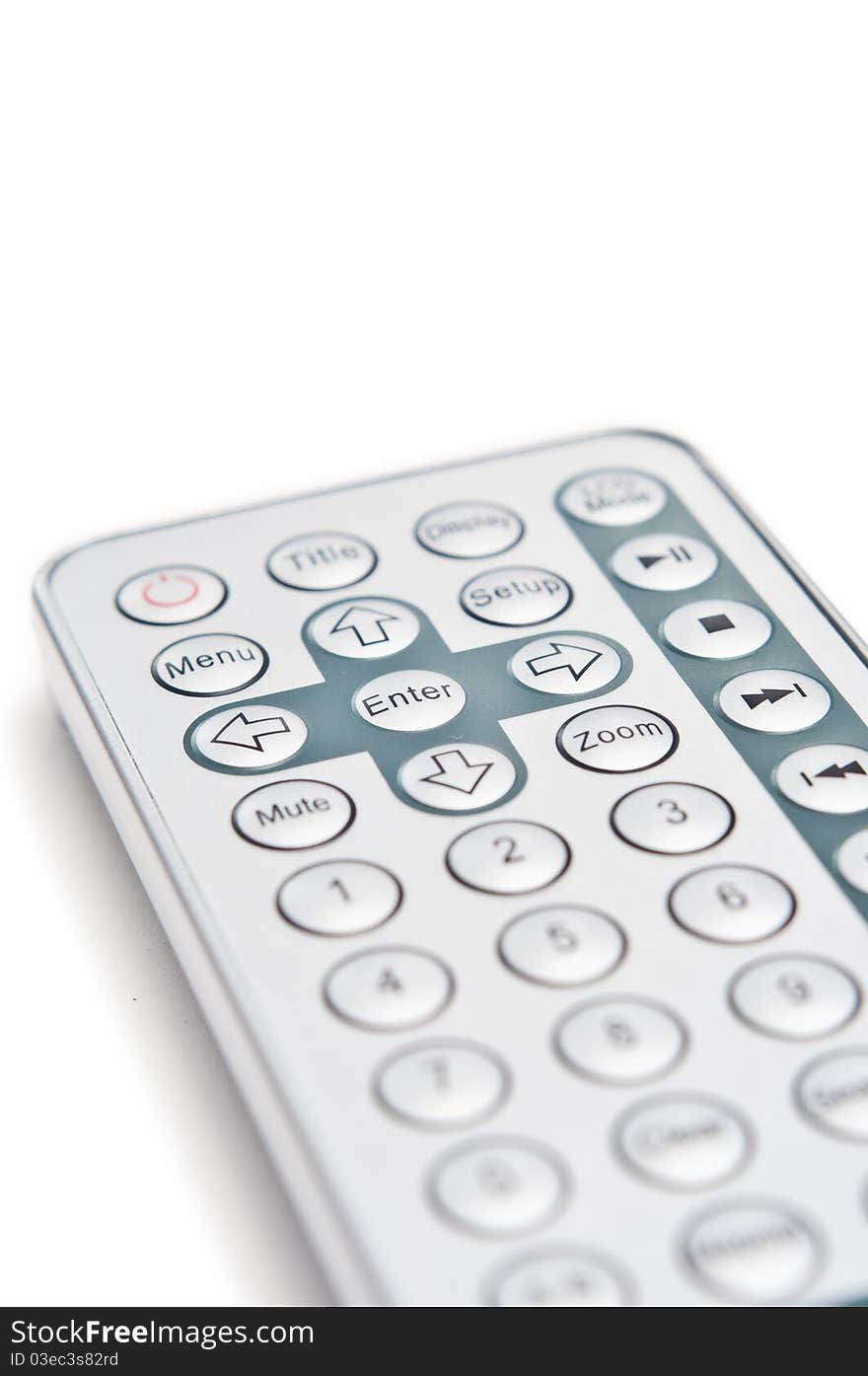 DVD remote keypad on white