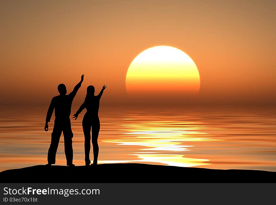 Man and woman on a mountain top