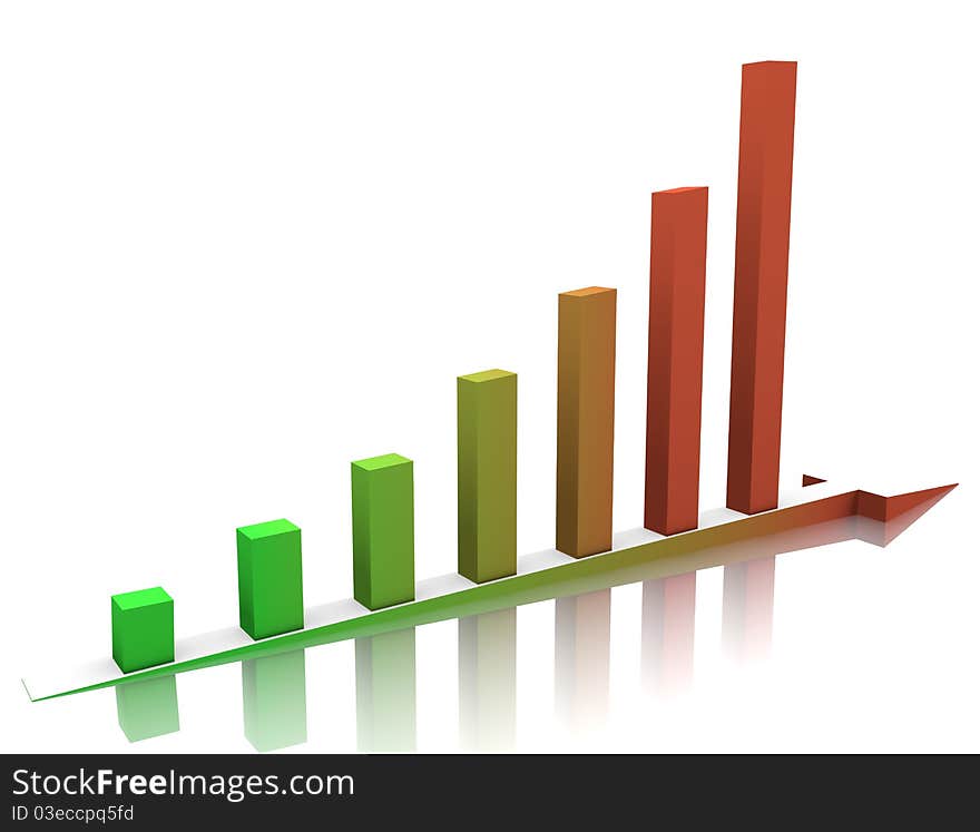 Week buisness graph is reflected on the white.