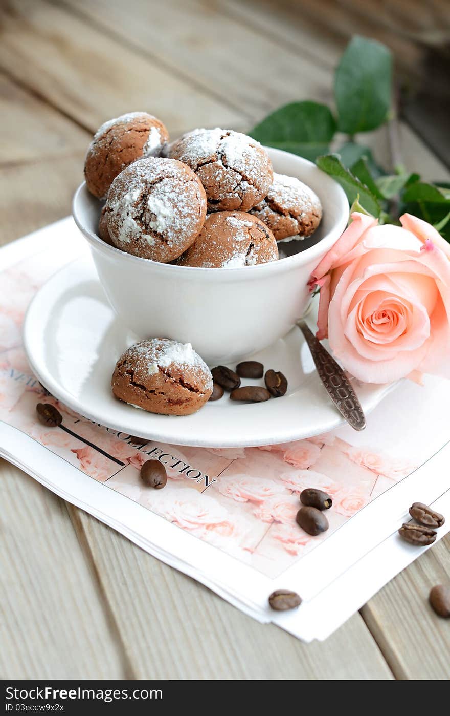 Cup of chocolate cappuccino cookies. Cup of chocolate cappuccino cookies