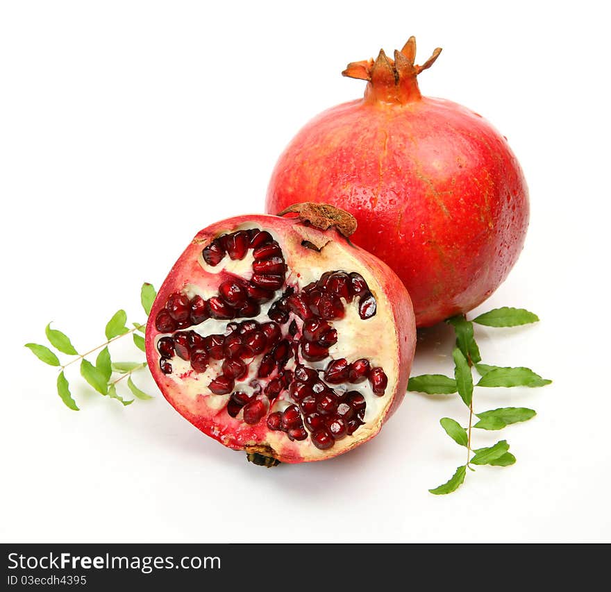 Ripe fruit on a white background