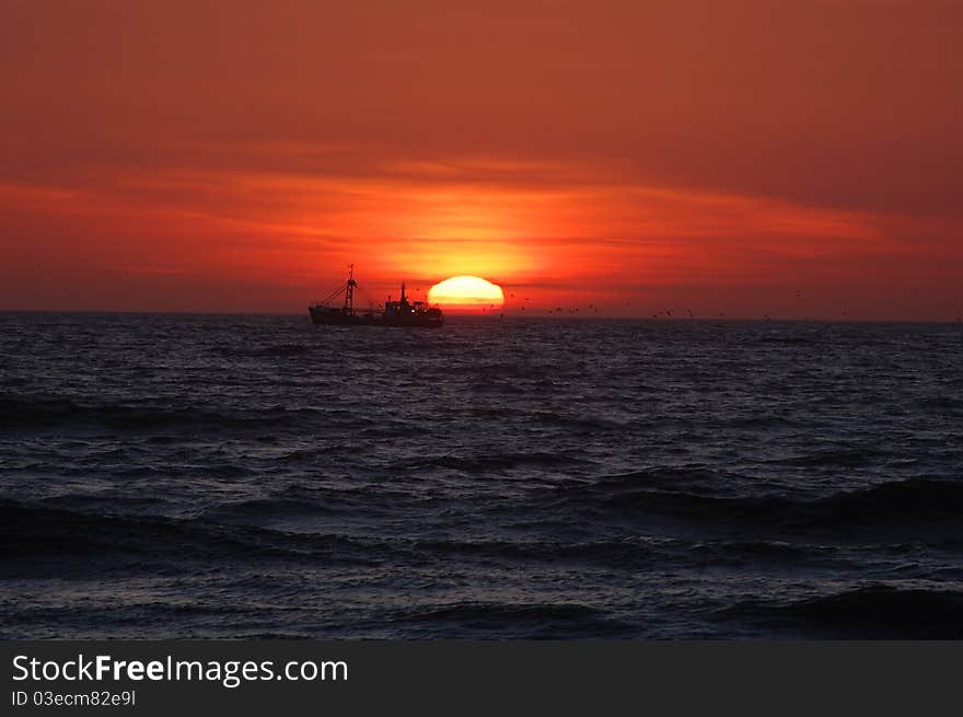 A Boat During Sun Dawn