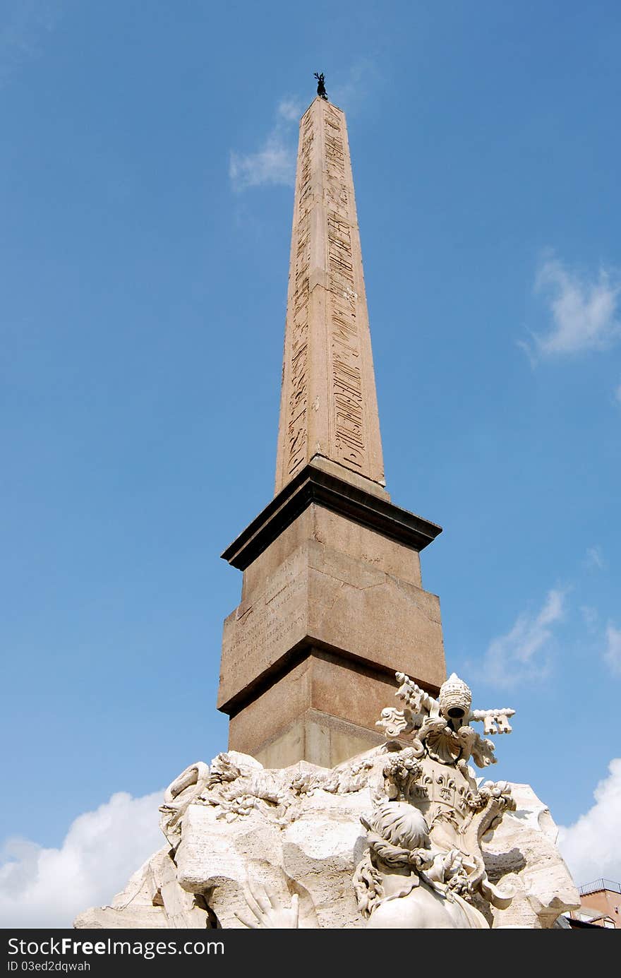 An ancient obelisk in Rome, Italy. An ancient obelisk in Rome, Italy