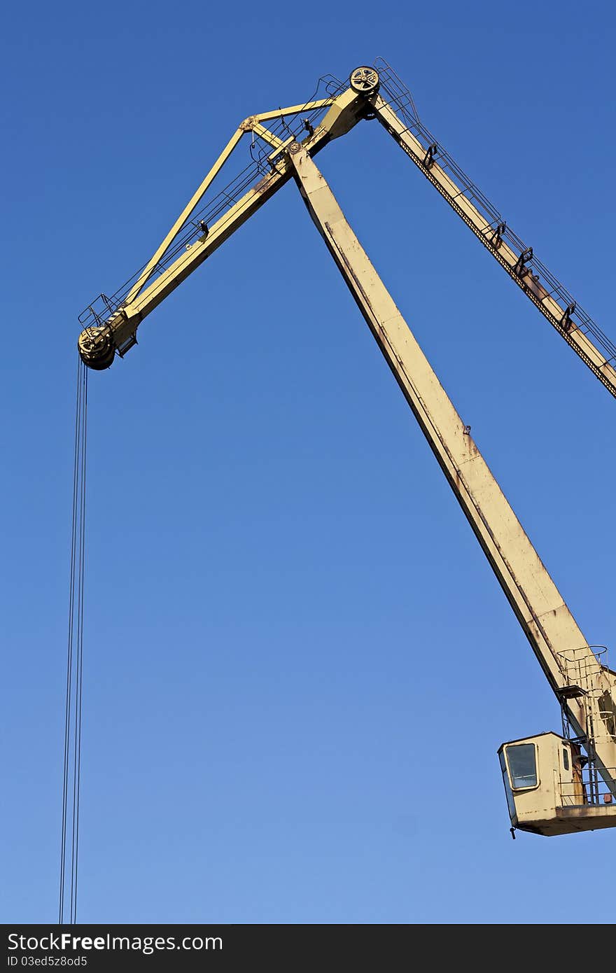 One giant, yellow crane for industrial purpose