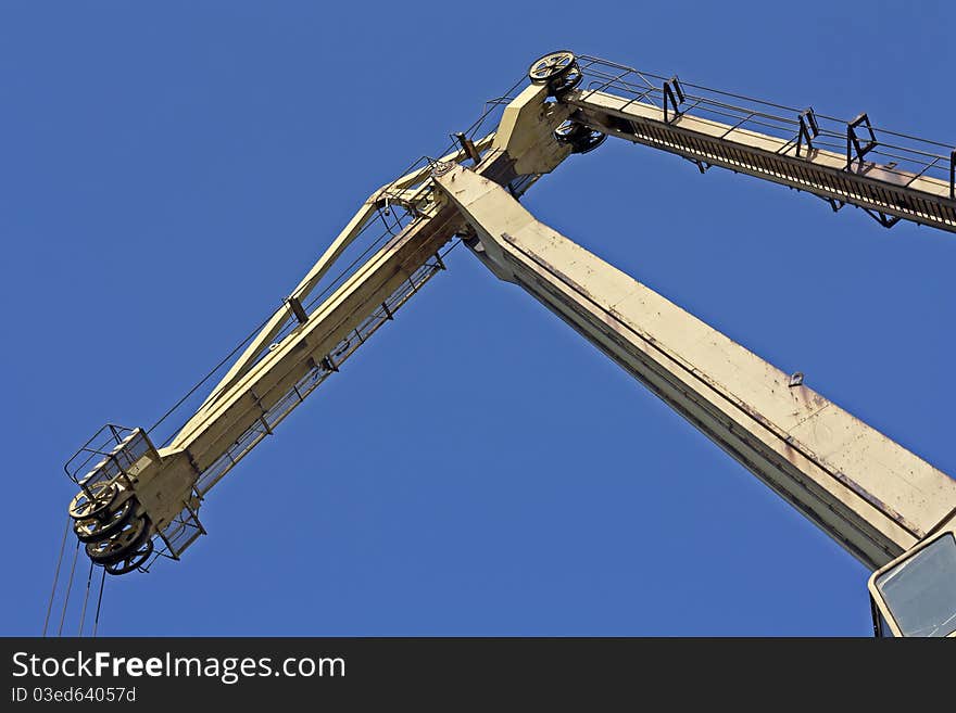 One giant, yellow crane for industrial purpose