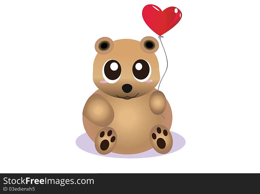 A cute teddy bear holding a balloon heart. A cute teddy bear holding a balloon heart.