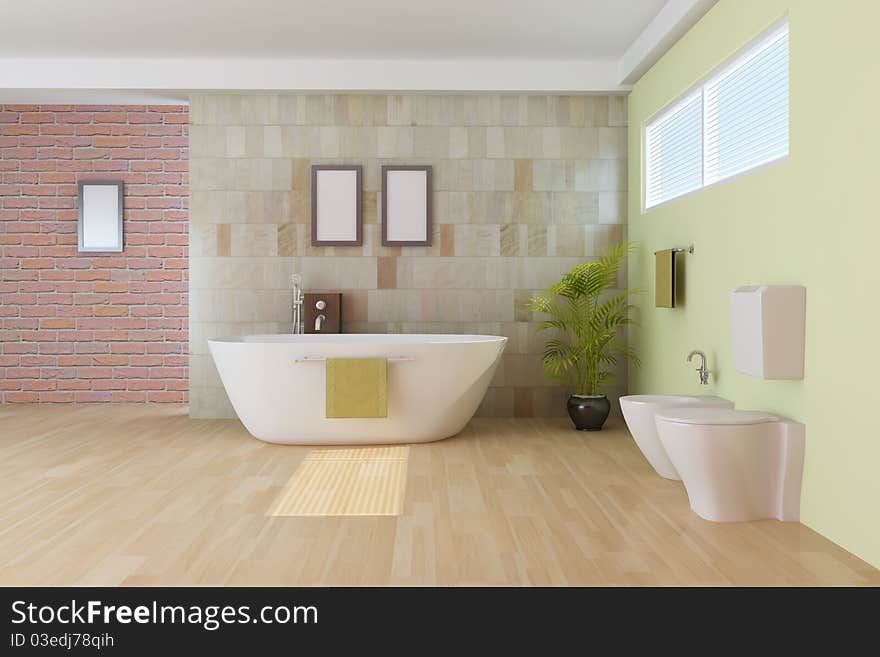 The 3d rendering indoor modern toilet. The 3d rendering indoor modern toilet