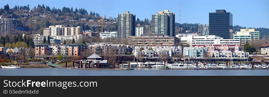 A closer view of the marina and neighborhood in Portland Oregon. A closer view of the marina and neighborhood in Portland Oregon.