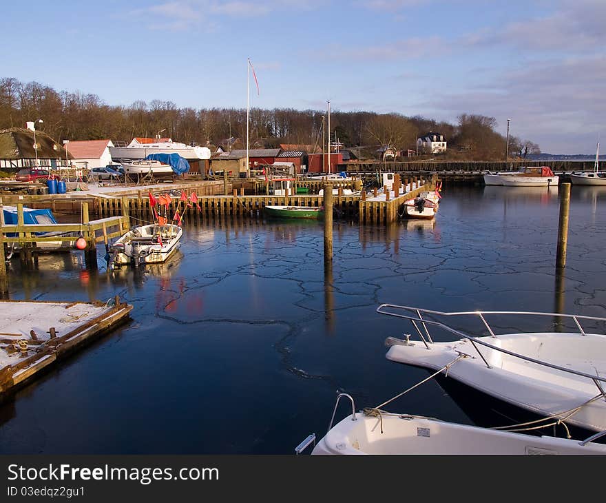 Yachts and sail boats in a marina