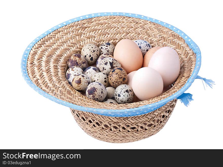 A hat with egg, isolated on white