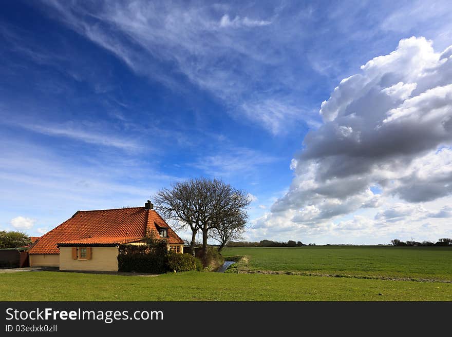 Colorful house at the dike