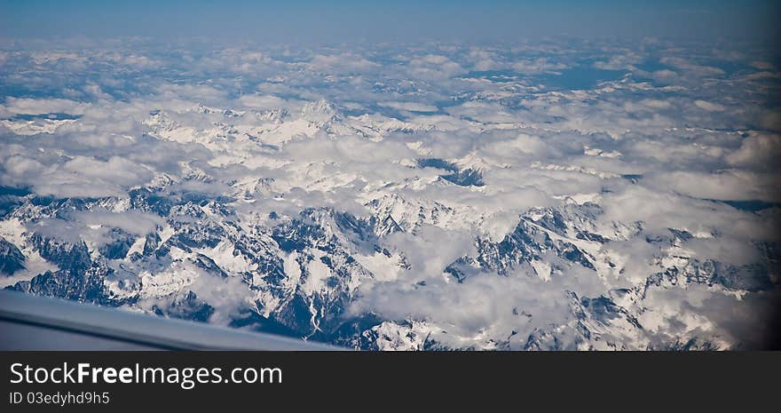 Tibet snow moutain in air