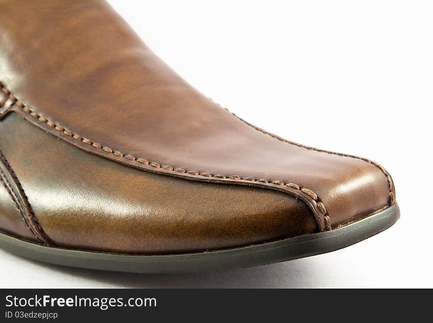 Close up male shoes isolated on the white background