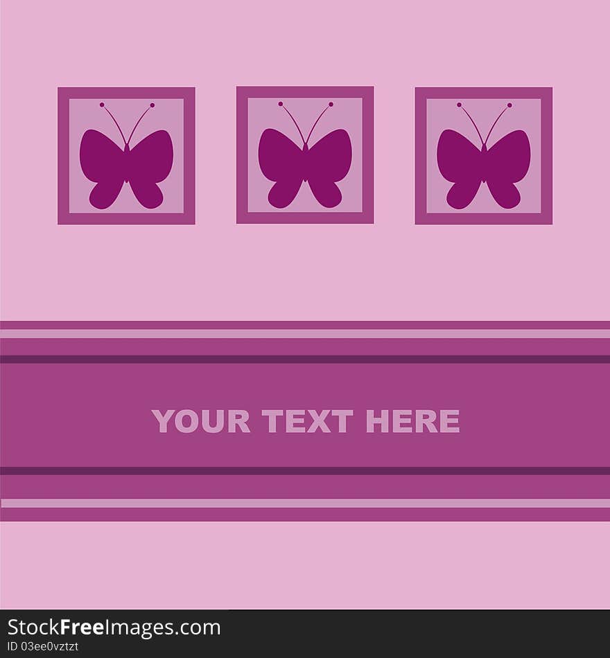 Cute purple card with butterflies. Cute purple card with butterflies