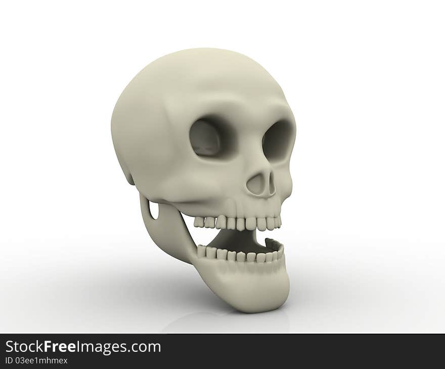 3d skull on a white background. 3d skull on a white background