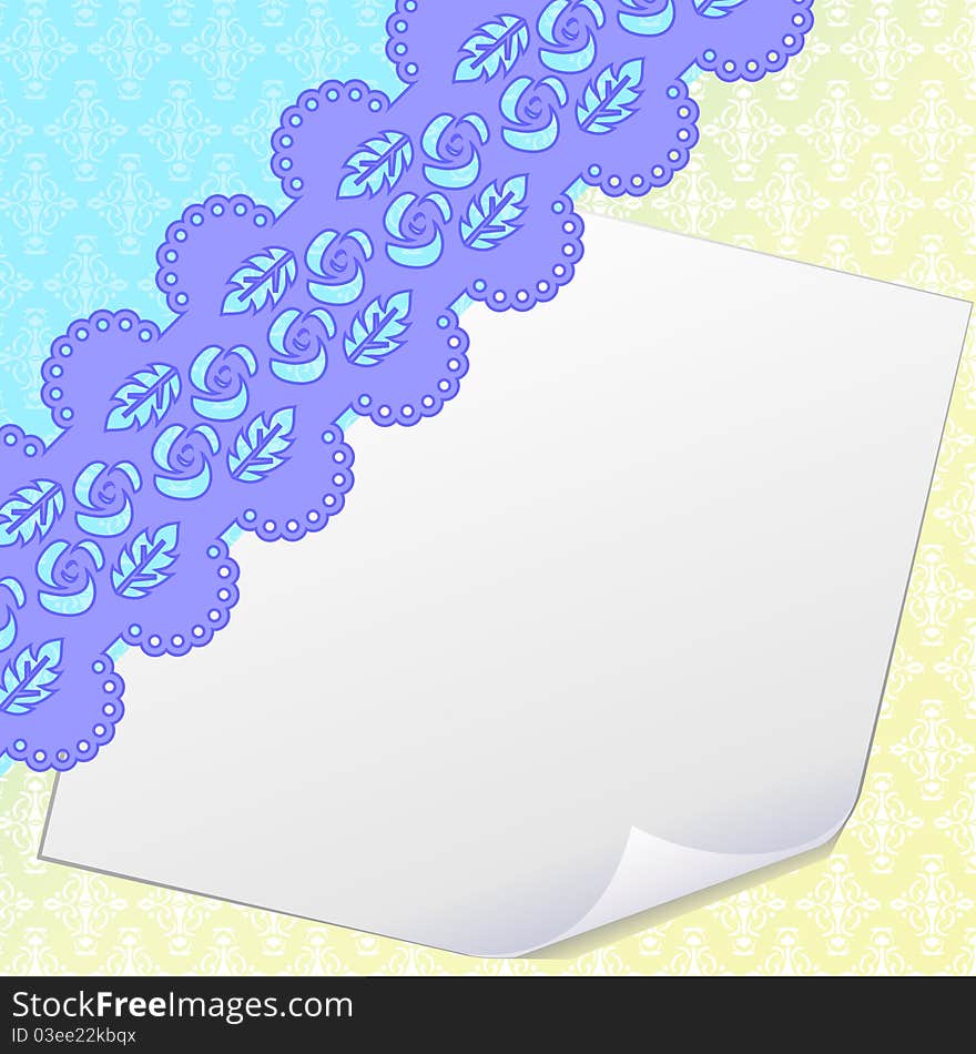 Blank sheet of paper and damask