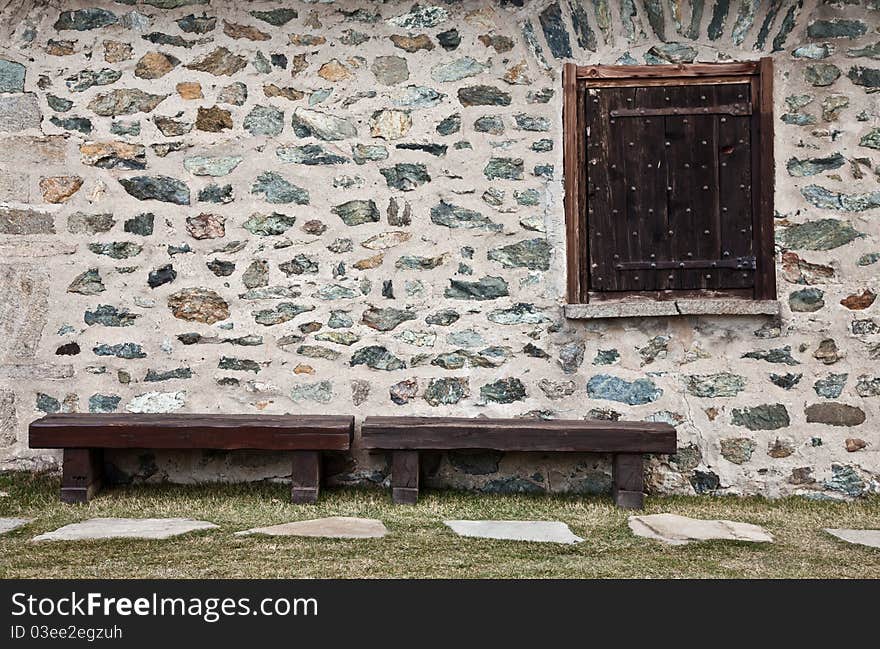 Detail of a mountain refuge in Italy, close to Dolomiti area - North Italy. Detail of a mountain refuge in Italy, close to Dolomiti area - North Italy