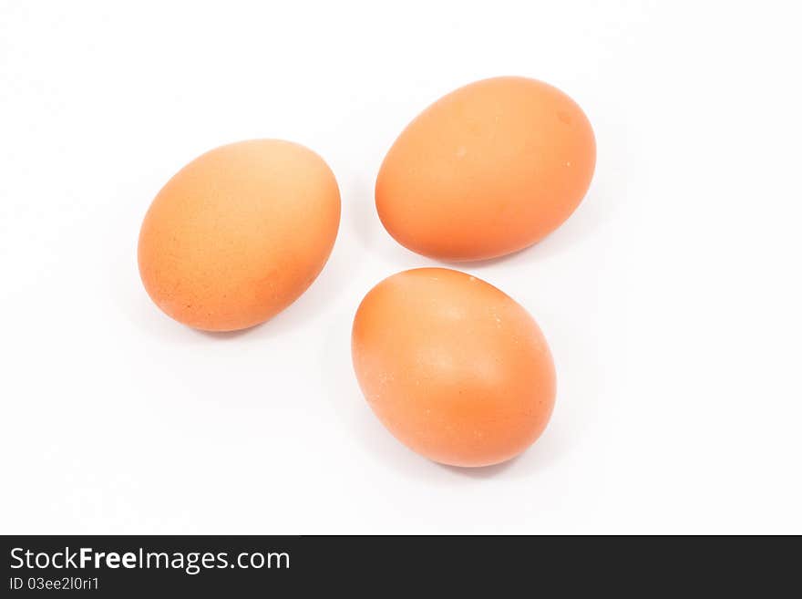 Group of eggs on white isolated